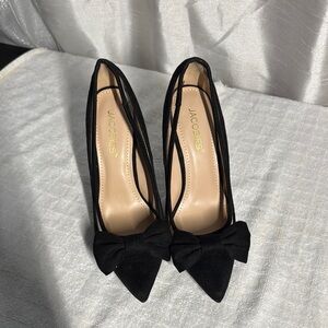 Jacobies Black Stiletto Heels with Bow Women's Size 7